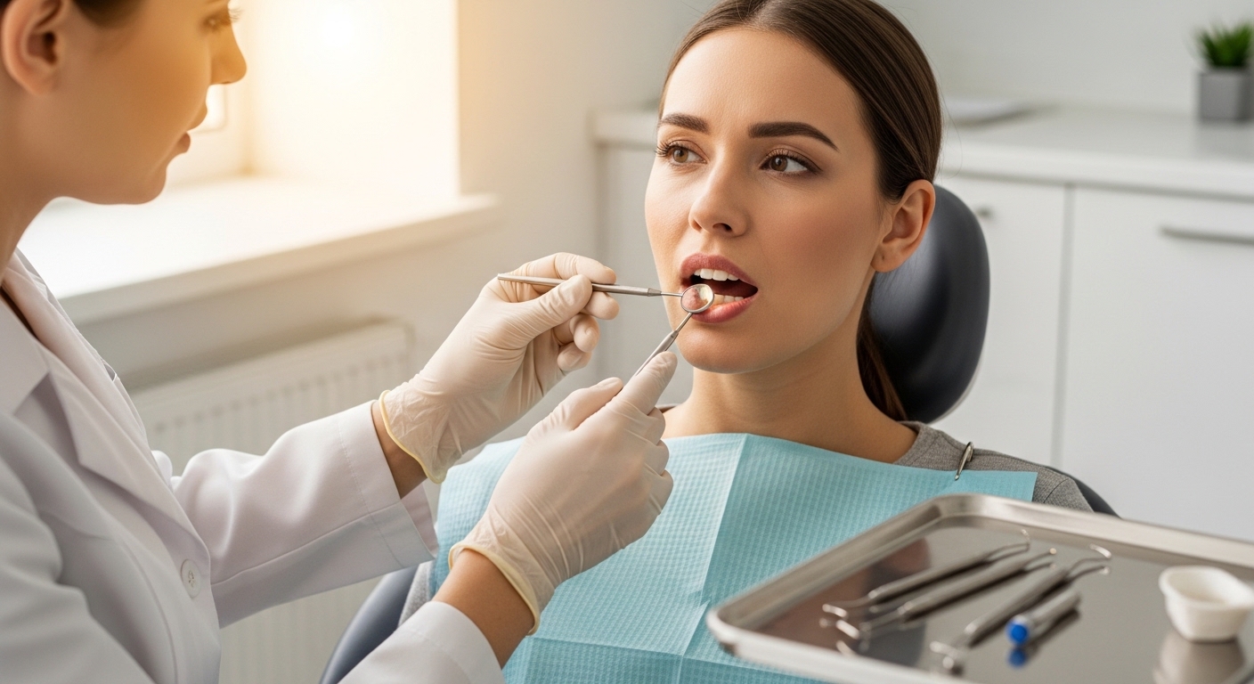 Patient consultation about root canal treatment in a dental office